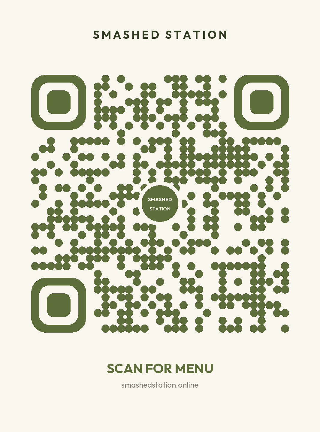 QR code linking to the Smashed Station website